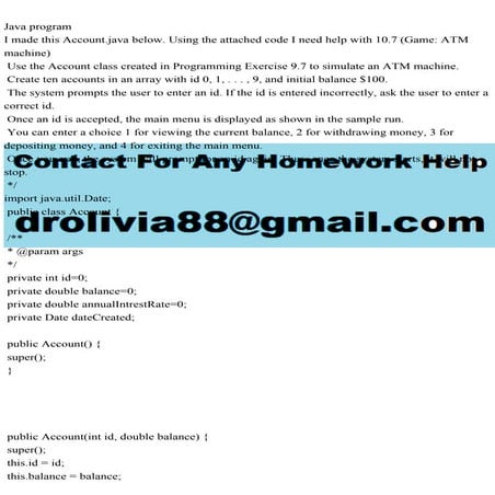 Java programI made this Account.java below. Using the attached cod.pdf