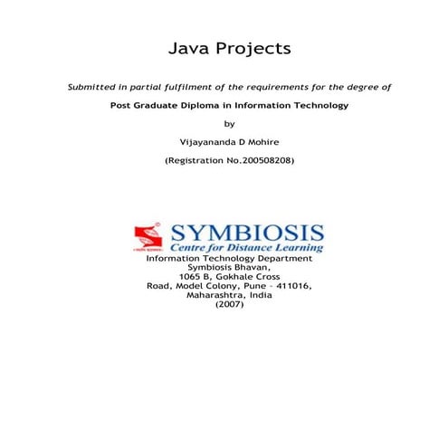 Java Programming Projects | PDF