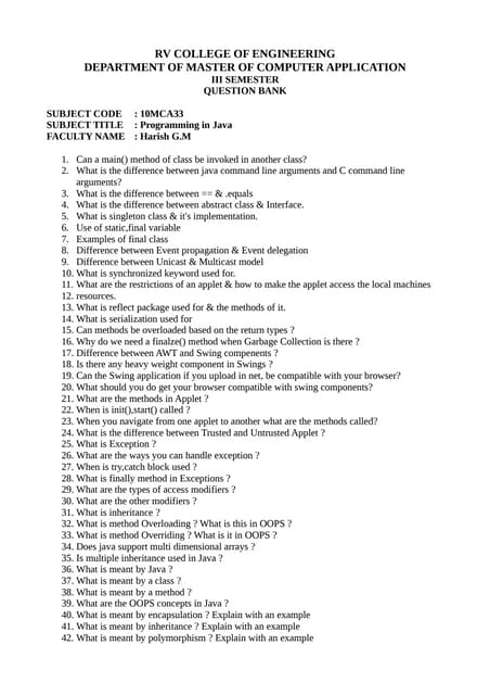  Java question bank