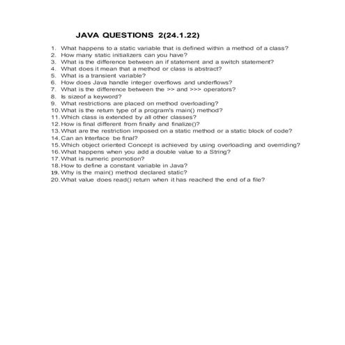 Class test 1 sample and suggestive questions