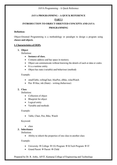 Java quick reference | PDF