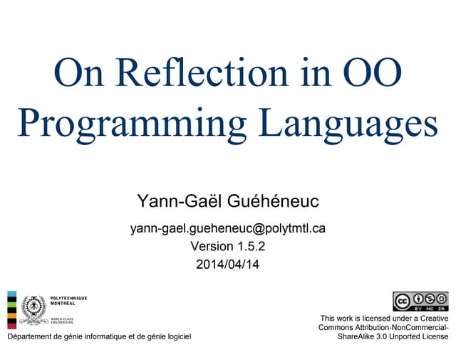 On Reflection in OO Programming Languages (v1.5.2, 14/04/14)