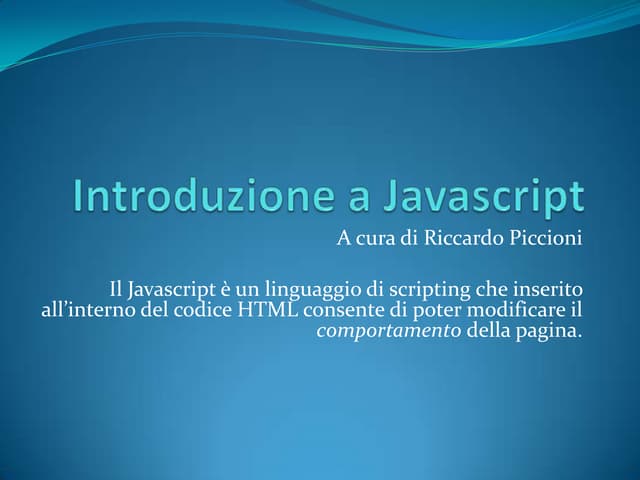 corso web developer - Introduzione a Javascript