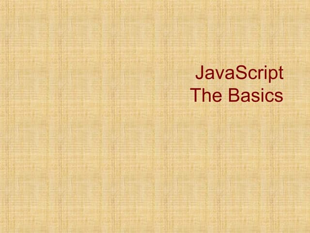 Basics of JavaScript