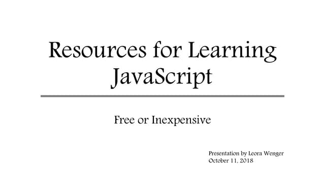 Resources for Learning JavaScript