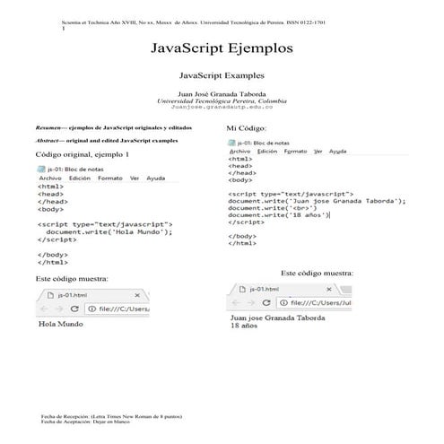 Java script ejemplos | PDF