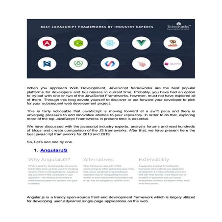 Top 10 Javascript Frameworks For Easy Web Development | PDF