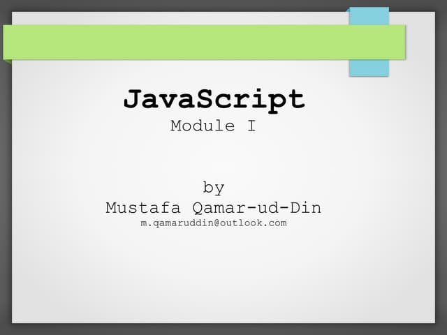 Java Script - Module I | PPT | Web Development | Internet