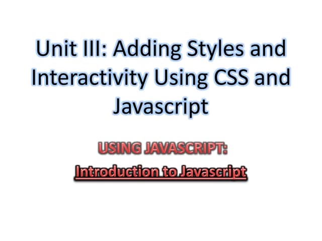 Java script introduction