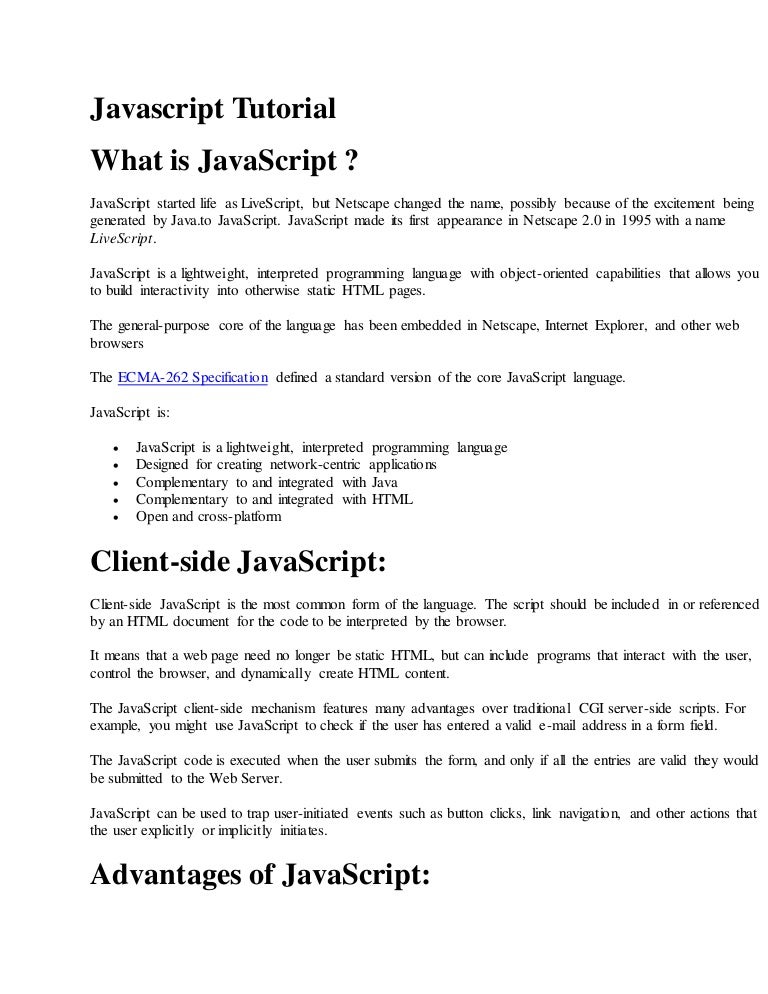 Javascript tutorial