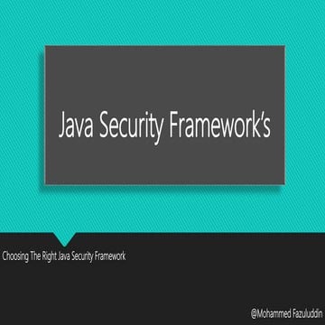 Java Security Framework's | PPT