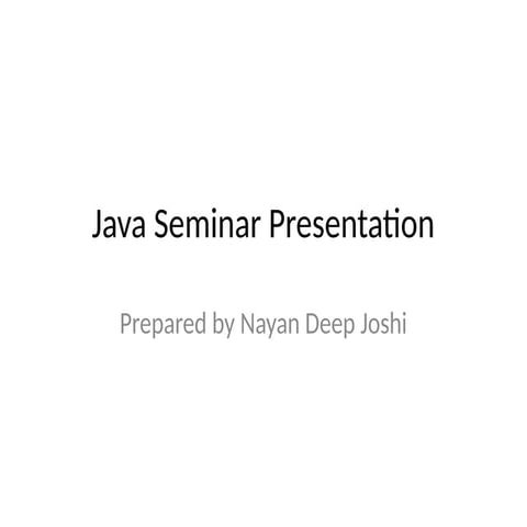 Comprehensive Java Programming Seminar: Concepts and Architecture ...