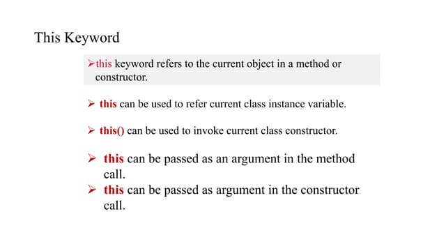 Java this keyword ppt with example | PPTX
