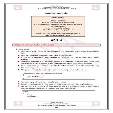 Java unit2 | PDF
