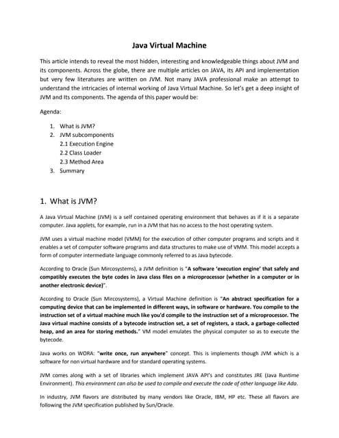 Java Virtual Machine - Internal Architecture
