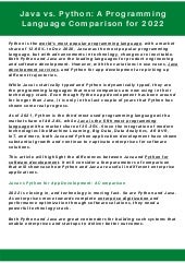 Java vs. Python: A Programming Language Comparison for 2022 | PDF ...