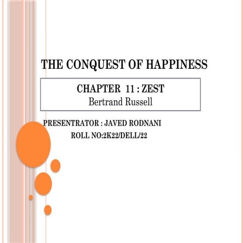Thumbnail image for ZEST, Bertrand Russell: The Conquest of Happiness presentation