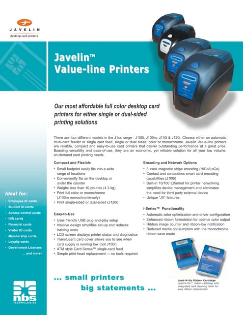 Javelin Card Printers, Javelin ID Card Printer Ribbons, UAE, Dubai, India, Af...