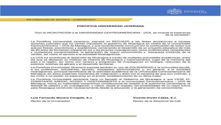 Comunicado Javeriana