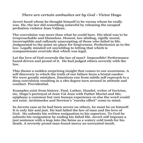 Javerts Thinking Les Miserables