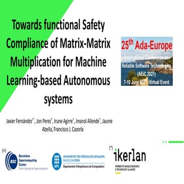 Towards Functional Safety compliance of Matrix-Matrix Multiplication
