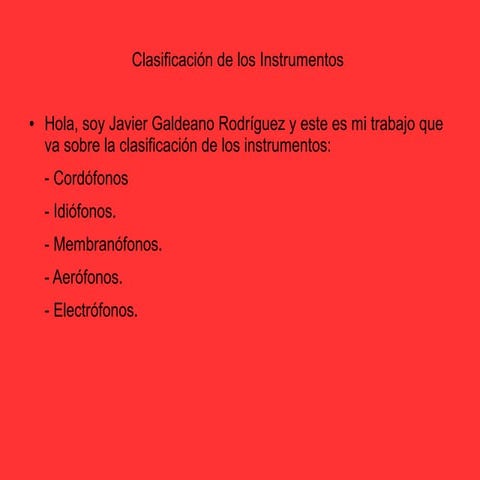 Clasificación de los Intrumentos