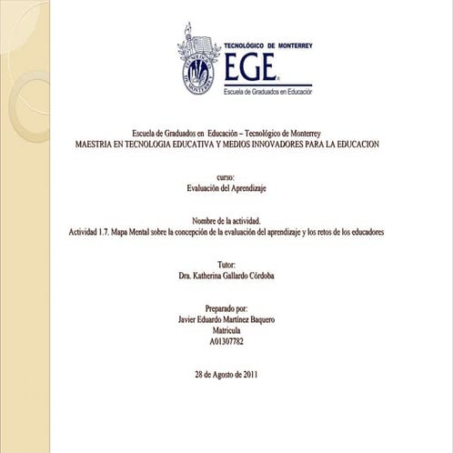Mapa Mental sobre la concepción de la evaluación del aprendizaje y los retos ...