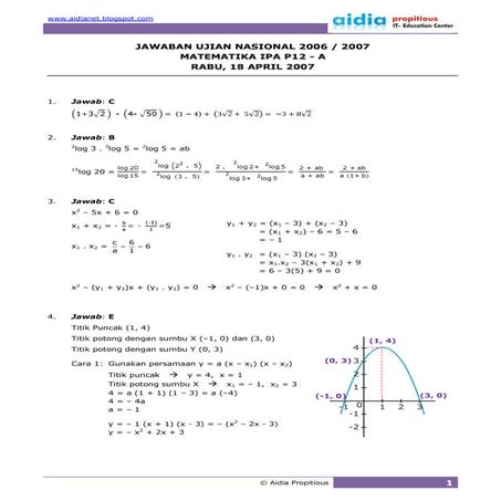 JAWAB UAN IPA 2006/2007 P12