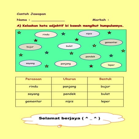 Jawapan Latihan Kata Adjektif
