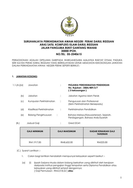 Jawatan Kosong SPA Perak Terkini