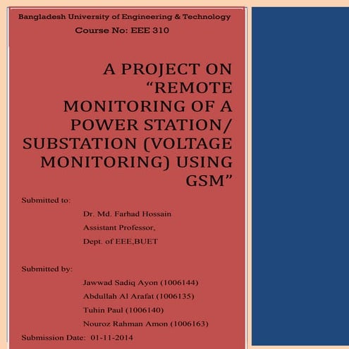 A project report on Remote Monitoring of a Power Station using GSM and Arduino