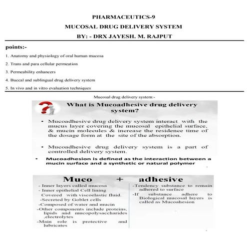 Mucosal drug delivery system | PDF