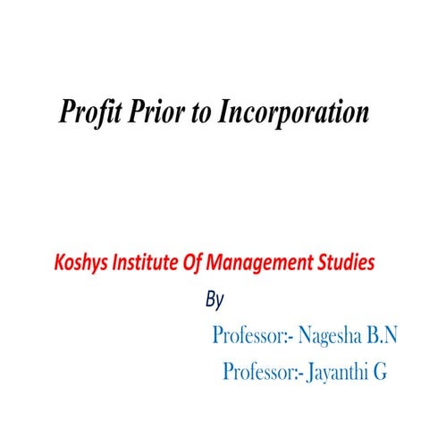 Profit Prior to Incorporation 