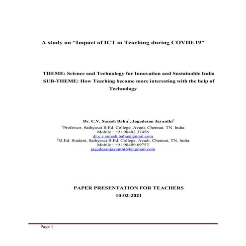 A study on impact of ict in teaching during covid 19