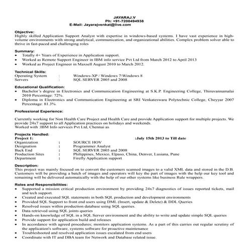 Jayaraj resume
