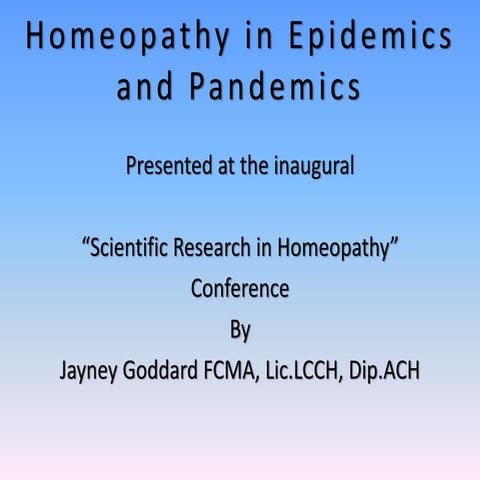 Homeopathy in Pandemics & Epidemics
