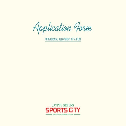 Jaypee greens sports city call 9958959555-application-form-plots