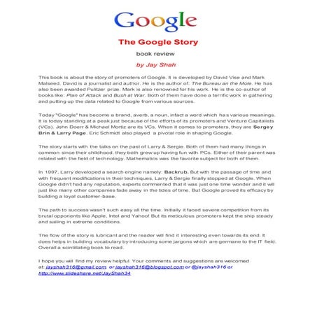 The Google Story book review by Jay Shah