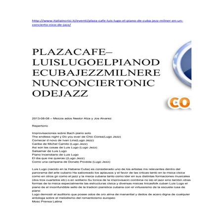 Luis Lugo piano  Jazz cafe 