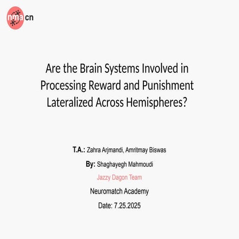 Hemispheric Lateralization of Reward and Punishment Processing – A ...