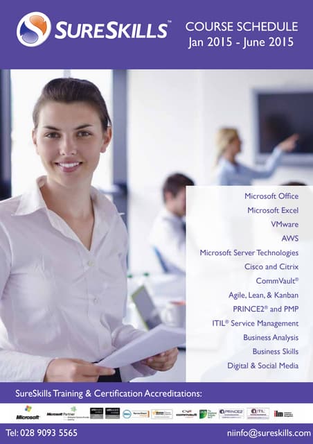 SureSkills Belfast Training Schedule Jan - Jun 2015