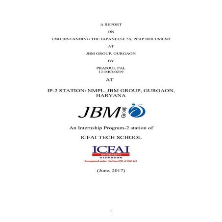 JBM-NMPL TRAINING REPORT,GURGAON