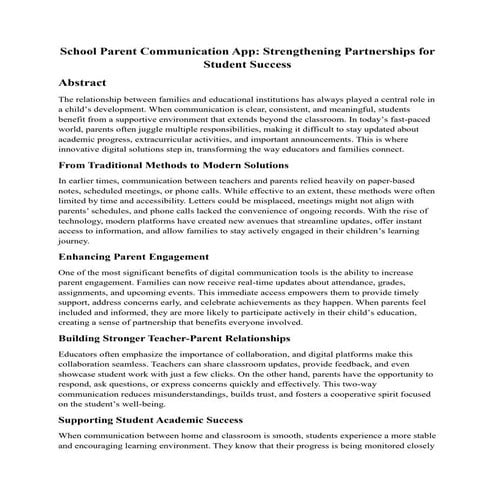 School Parent Communication App: Strengthening Partnerships for Student ...