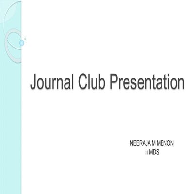 Journal  Club Presentation on Overlay Removable Partial Denture