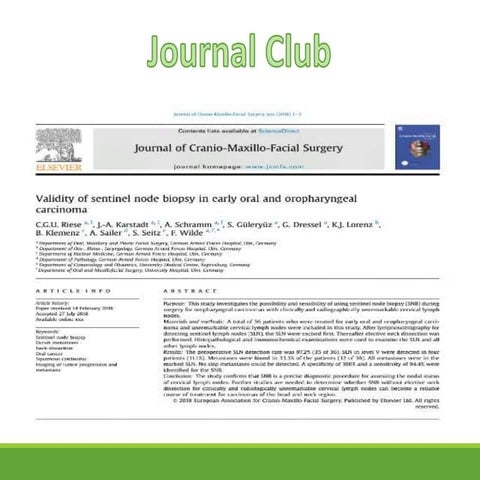Validity of sentinel node biopsy in early oral and oropharyngeal carcinoma