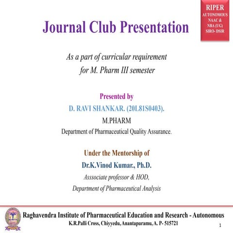 JOURNAL CLUB PRESENTATION (20L81S0403-PA & QA)
