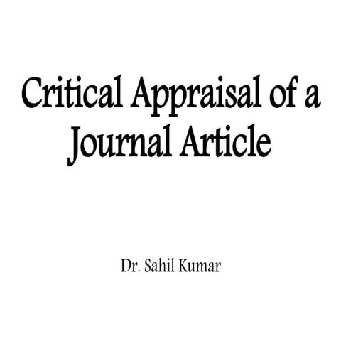 Critical appraisal of a journal article