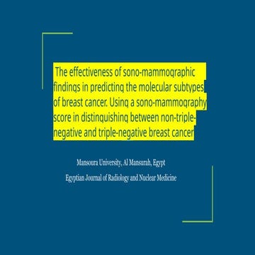Sono-Mammographic Imaging in Predicting Breast Cancer Molecular ...