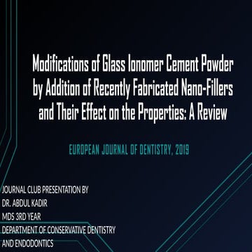 GIC glass inomer restoration recent pptx | PPTX