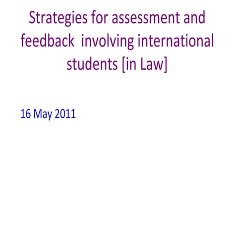 Strategies for assessment and feedback  involving international students [in ...